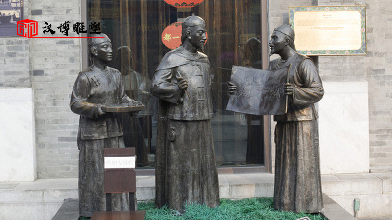 古代人物雕塑_古街雕像_鑄銅雕塑定制_戶外銅雕制作_民俗文化雕像