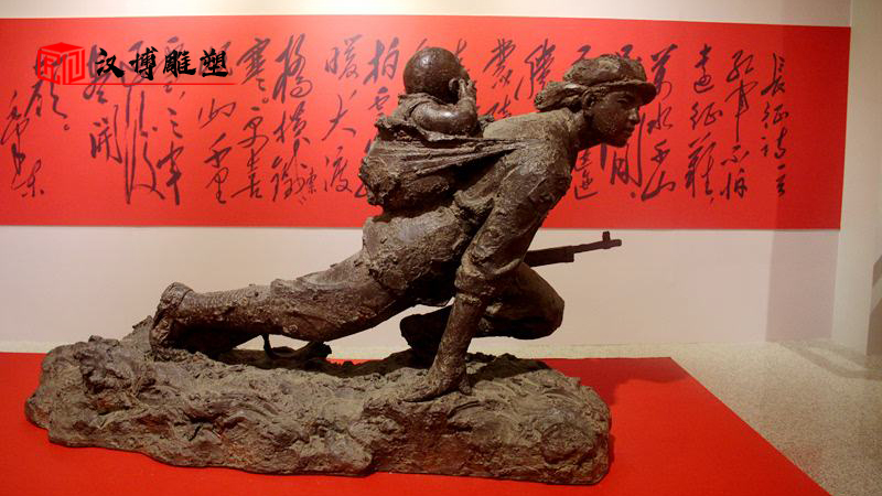 大型雕塑制作_紅色文化石雕像_人物鑄銅雕像_軍人銅雕制作_人物雕塑定制